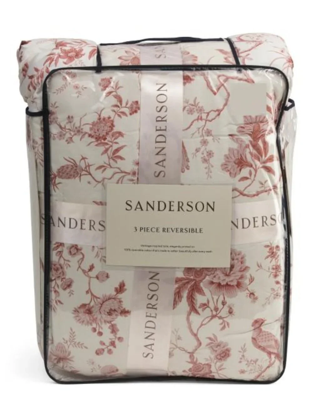 SANDERSON 3pc Cotton Percale Toile Reversible Comforter Set